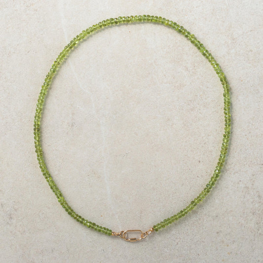 Peridot Pearl Carabiner Necklace