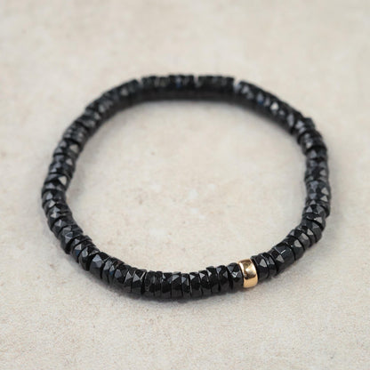 Black Tourmaline Bracelet, FACETED black tourmaline bracelet, [EBTM1578] Genuine Black Tourmaline, Energy Bracelet *BS *W