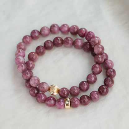 14K GOLD Rare pink Tourmaline Bracelet | Pink tourmaline beaded bracelet 8mm [EBPM2018] | Pink Tourmaline Jewelry | Tourmaline Bracelet