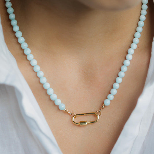 AAAA+ Hemimorphite Beaded Necklace, 6mm Hemimorphite necklace | [ENHP1621] Hemimorphite Necklace | Hemimorphite Necklace | Hemimorphite