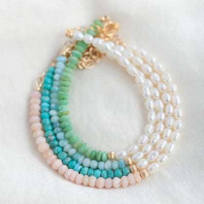 14K GOLD Turquoise freshwater pearl bracelet | Natural authentic turquoise | [EBTP1348] women's turquoise jewelry | Arizona Turquoise pearl