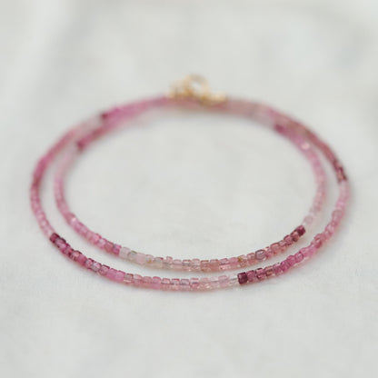 Unique Cube Pink Tourmaline beaded necklace | happy Pink Tourmaline jewelry | Pink Tourmaline gemstone beaded necklace, Pink Tourmaline W