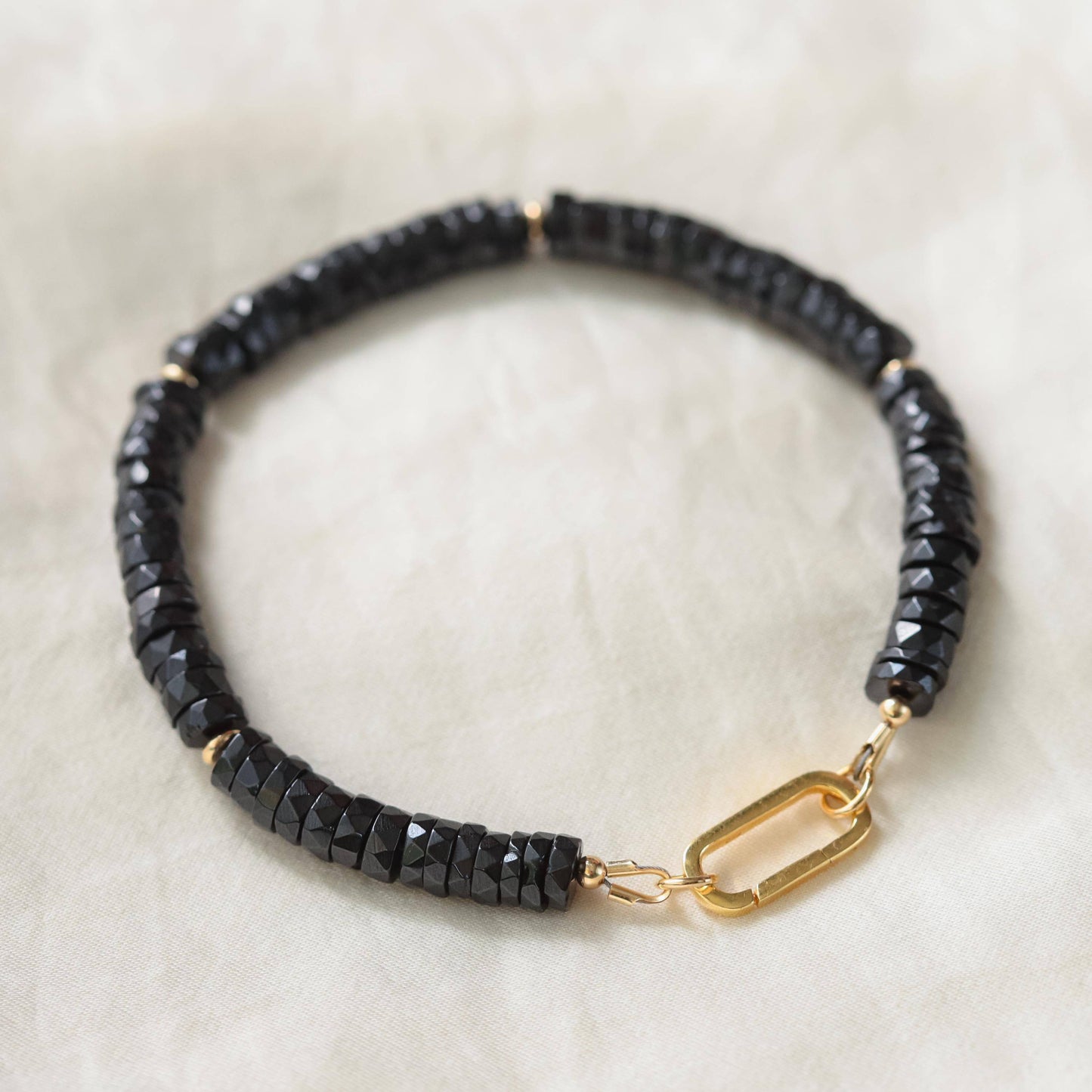 Black Spinel Bracelet, Minimalist Bracelet [EBSM1284], Black Bracelet, Bracelet Spinelle Noir, Gemstone Stacking Bracelet, Black