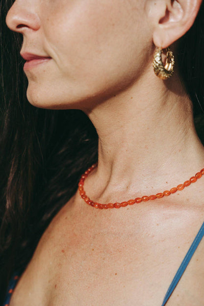 Carnelian Oval Necklace - 14K