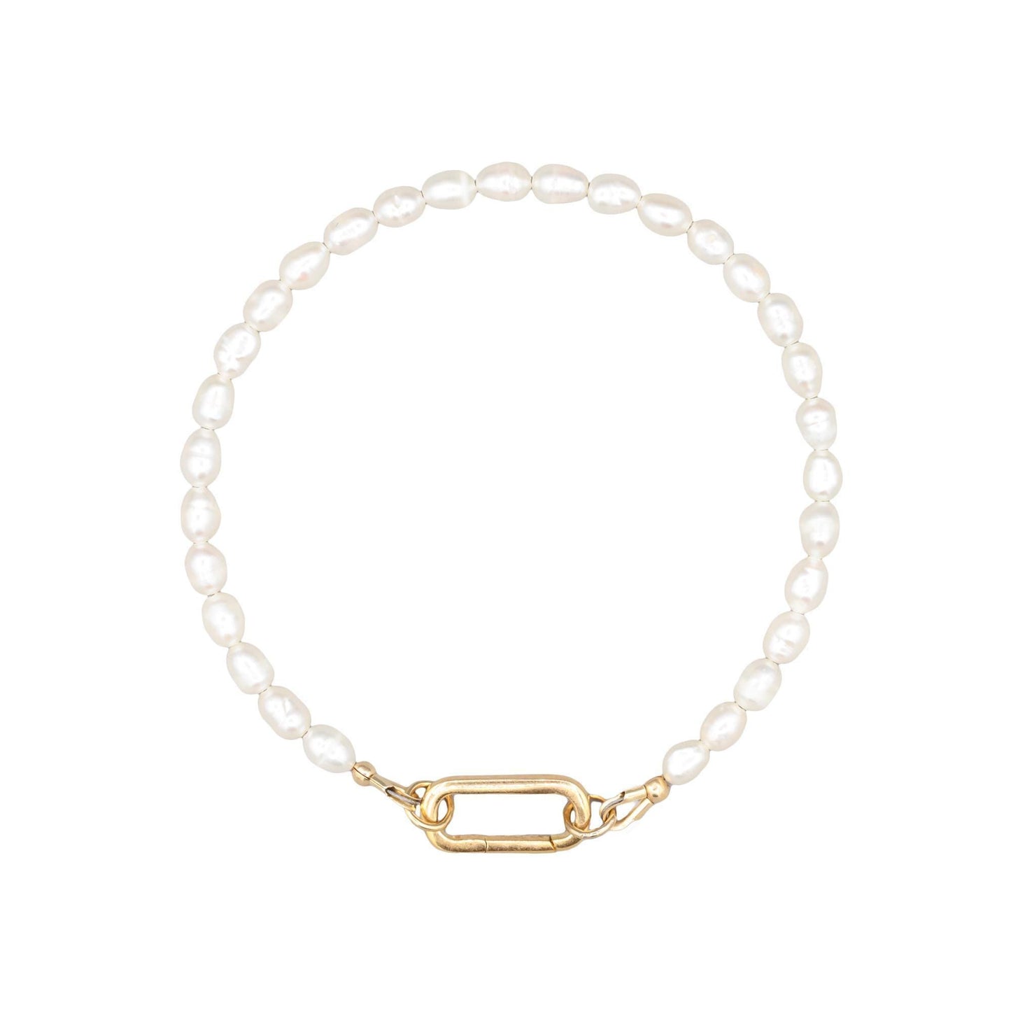 Pearl Carabiner Bracelet - 14K