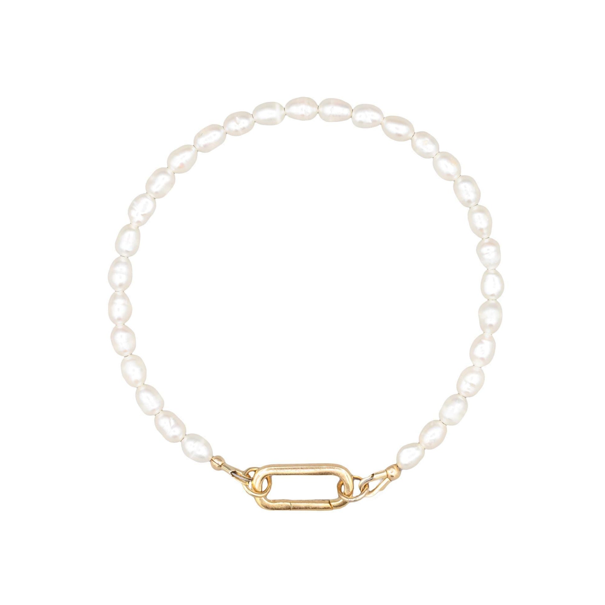 Pearl Carabiner Bracelet - 14K