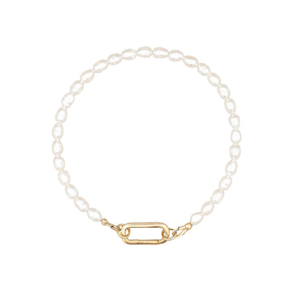 Pearl Carabiner Bracelet - 14K