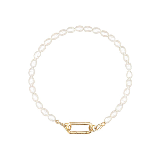Pearl Carabiner Bracelet - 14K