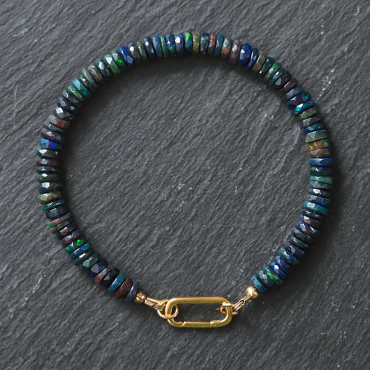 Ethiopian Black Opal Bracelet - 14K