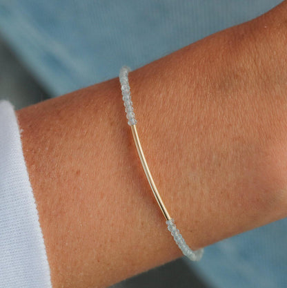 Blue Topaz Bracelet | dainty blue topaz gold | November birthstone bracelet [EBBP2067] | genuine blue topaz jewelry | blue topaz bracelet