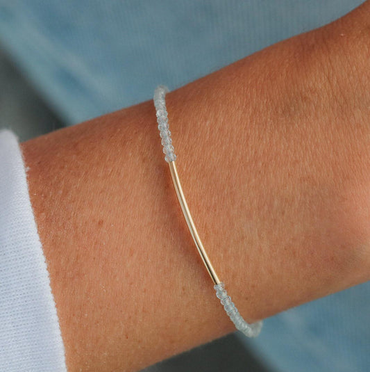 Blue Topaz Bracelet | dainty blue topaz gold | November birthstone bracelet [EBBP2067] | genuine blue topaz jewelry | blue topaz bracelet