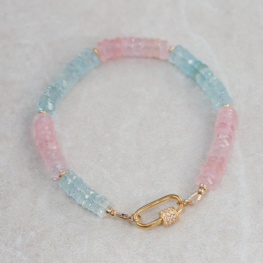 Morganite Beryl Carabiner Bracelet