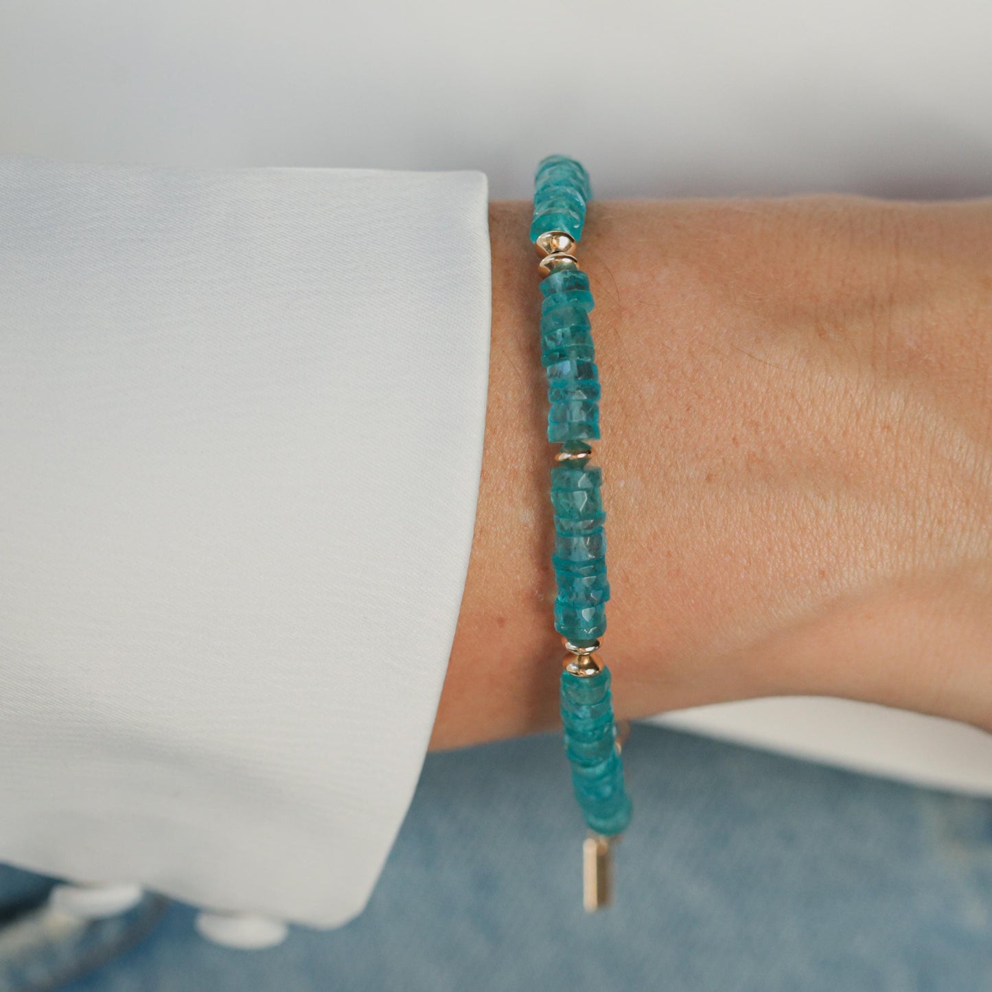 AAAA+ Apatite Bracelet, beaded apatite bracelet | Stunning faceted blue apatite [EBAM2075] , high quality apatite jewelry, women's apatite