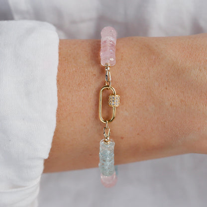 Morganite Beryl Carabiner Bracelet