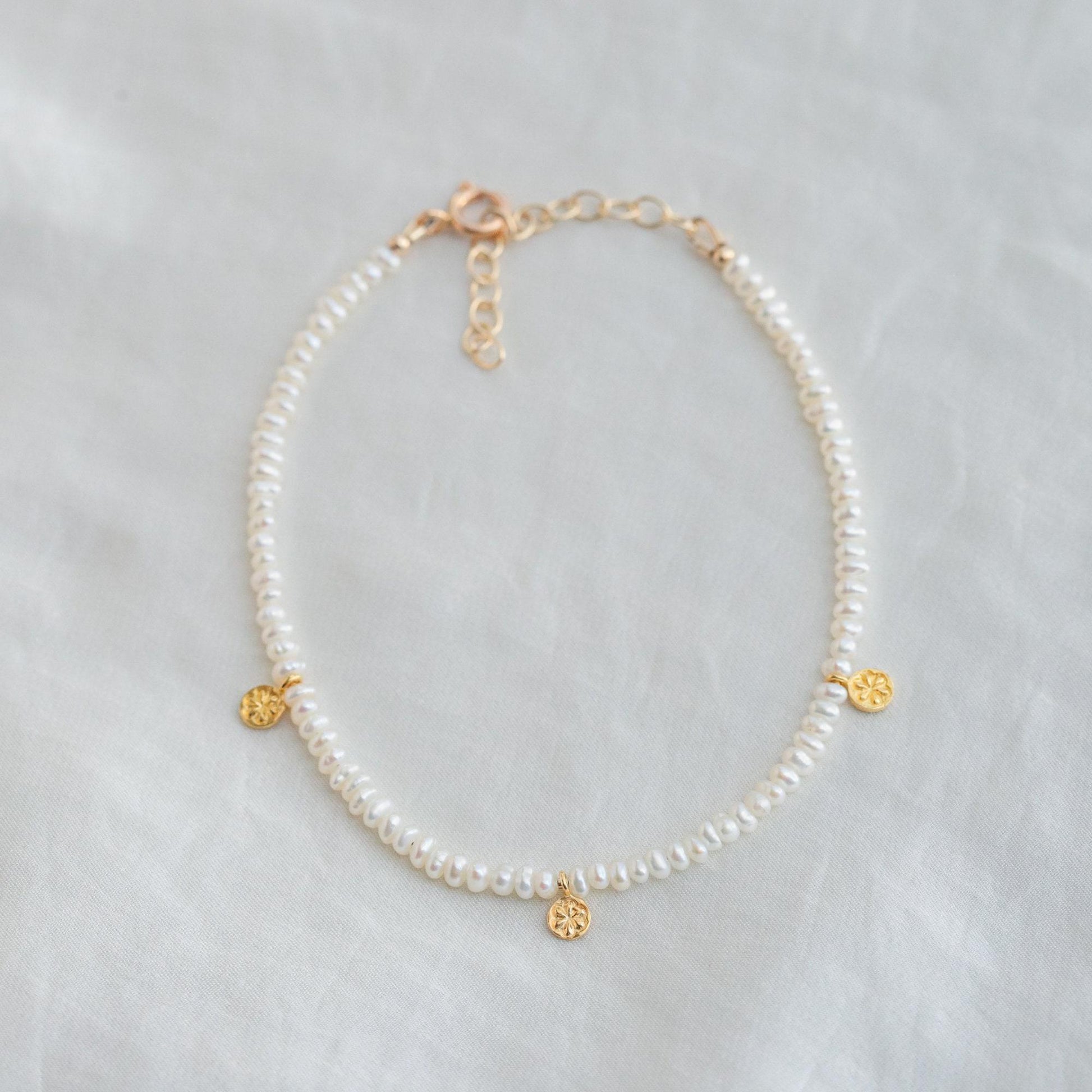 Fresh Water Pearl Anklet | Beaded anklet bracelet gold filled | women's beaded ankle bracelet [EAPP1276] | peal jewelry | pearl anklet W