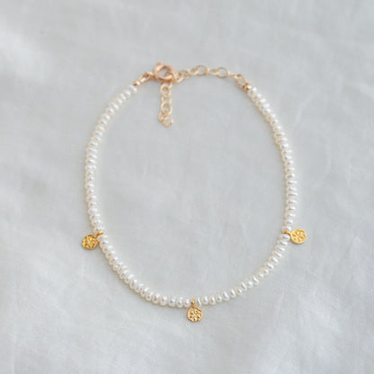 Fresh Water Pearl Anklet | Beaded anklet bracelet gold filled | women's beaded ankle bracelet [EAPP1276] | peal jewelry | pearl anklet W