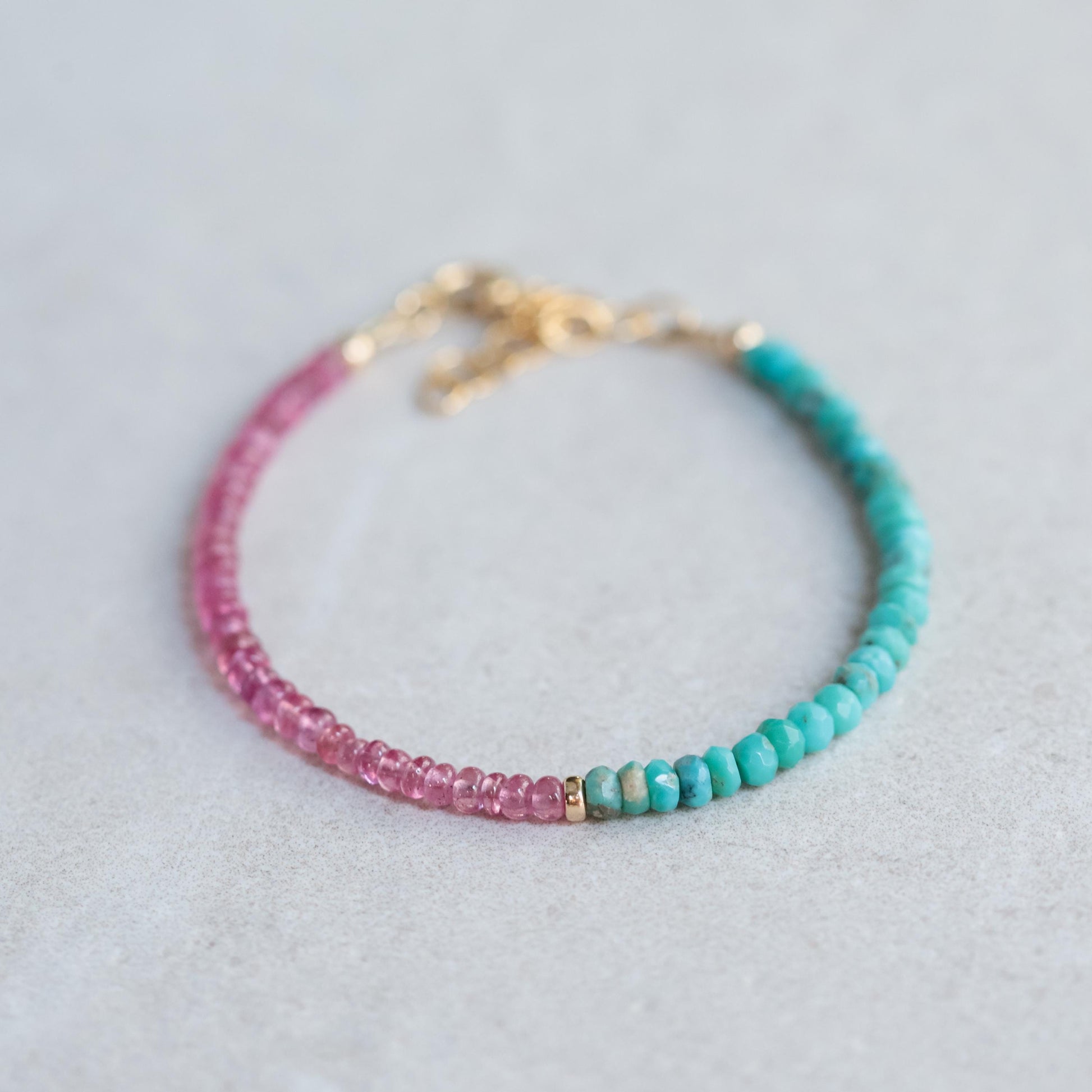 Pink sapphire turquoise bracelet | Pink sapphire bracelet | [EBTP1574] Arizona turquoise | Pink sapphire beaded bracelet