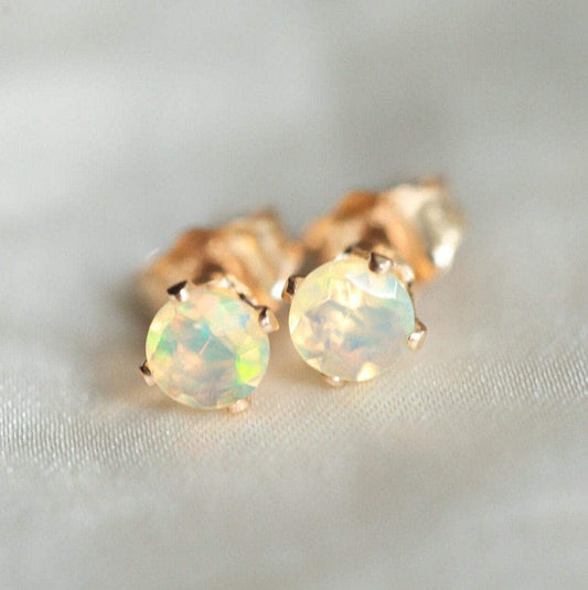 Ethiopian opal studs - 14K