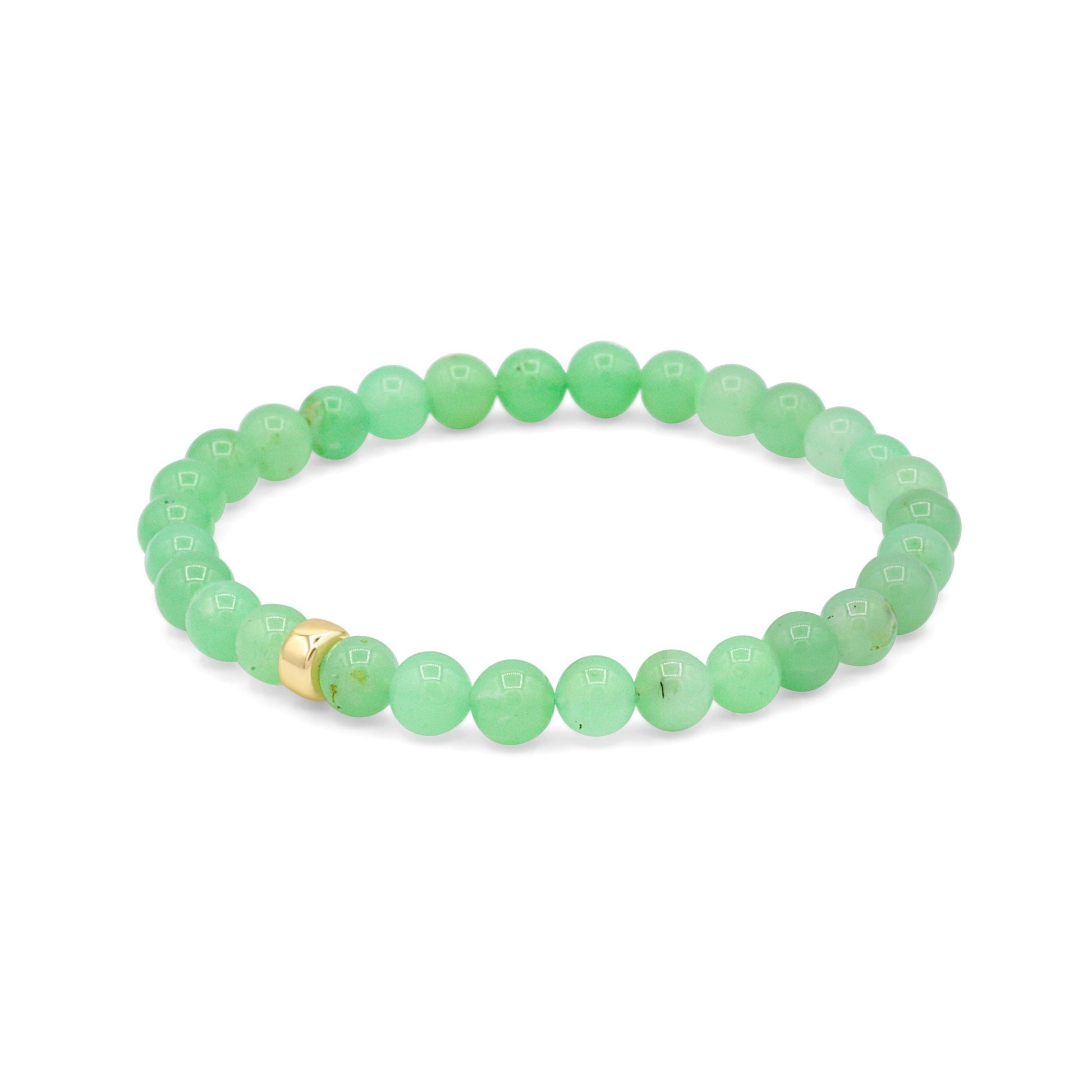 Lime Light Chrysoprase bracelet featuring polished green gemstone beads from Earthly Abundance.