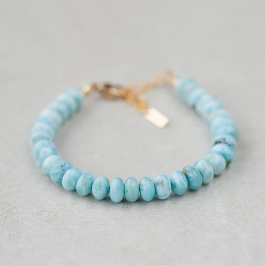 Larimar Rondel Bracelet - 14K Gold Filled