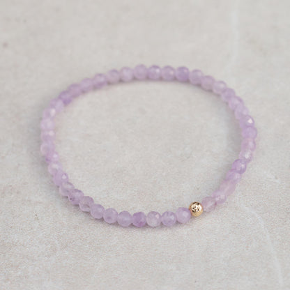 14K GOLD lavender amethyst Bracelet | dainty amethyst beaded bracelet | [EBLM1098] amethyst stretch | February birthstone | amethyst