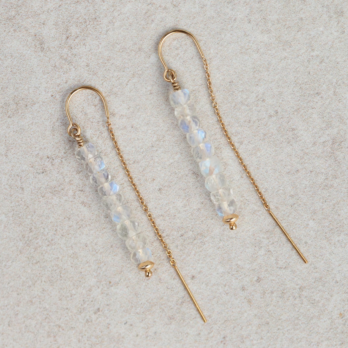 AAAA+ moonstone earrings, rainbow moonstone threaders, [EEMP1753] gold moonstone earrings, gold moonstone earrings