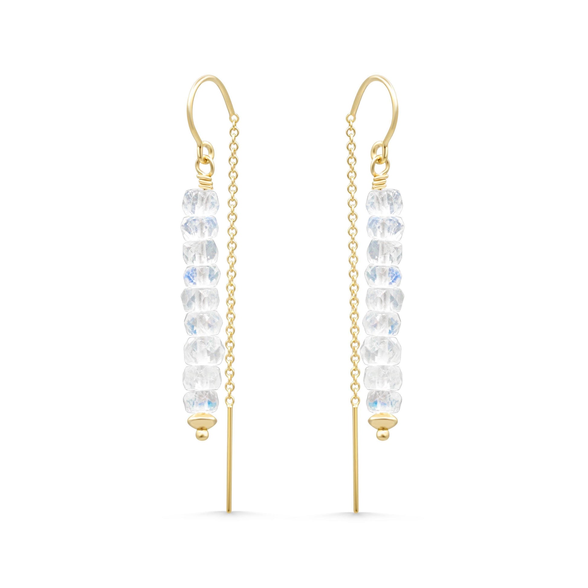 Rainbow Moonstone Threaders - 14K Gold Filled