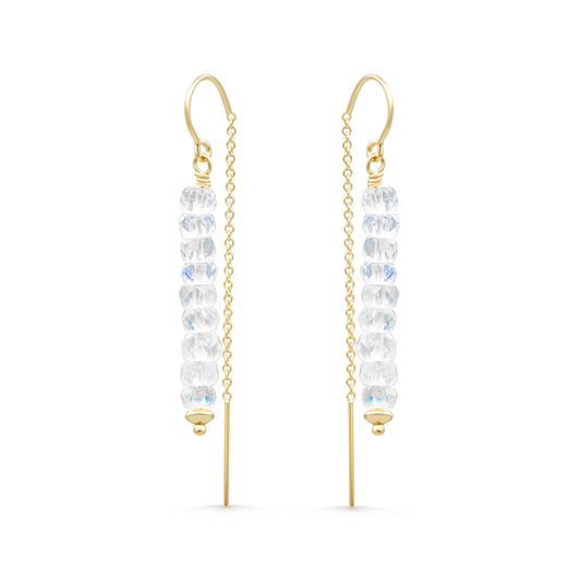 Rainbow Moonstone Threaders - 14K Gold Filled