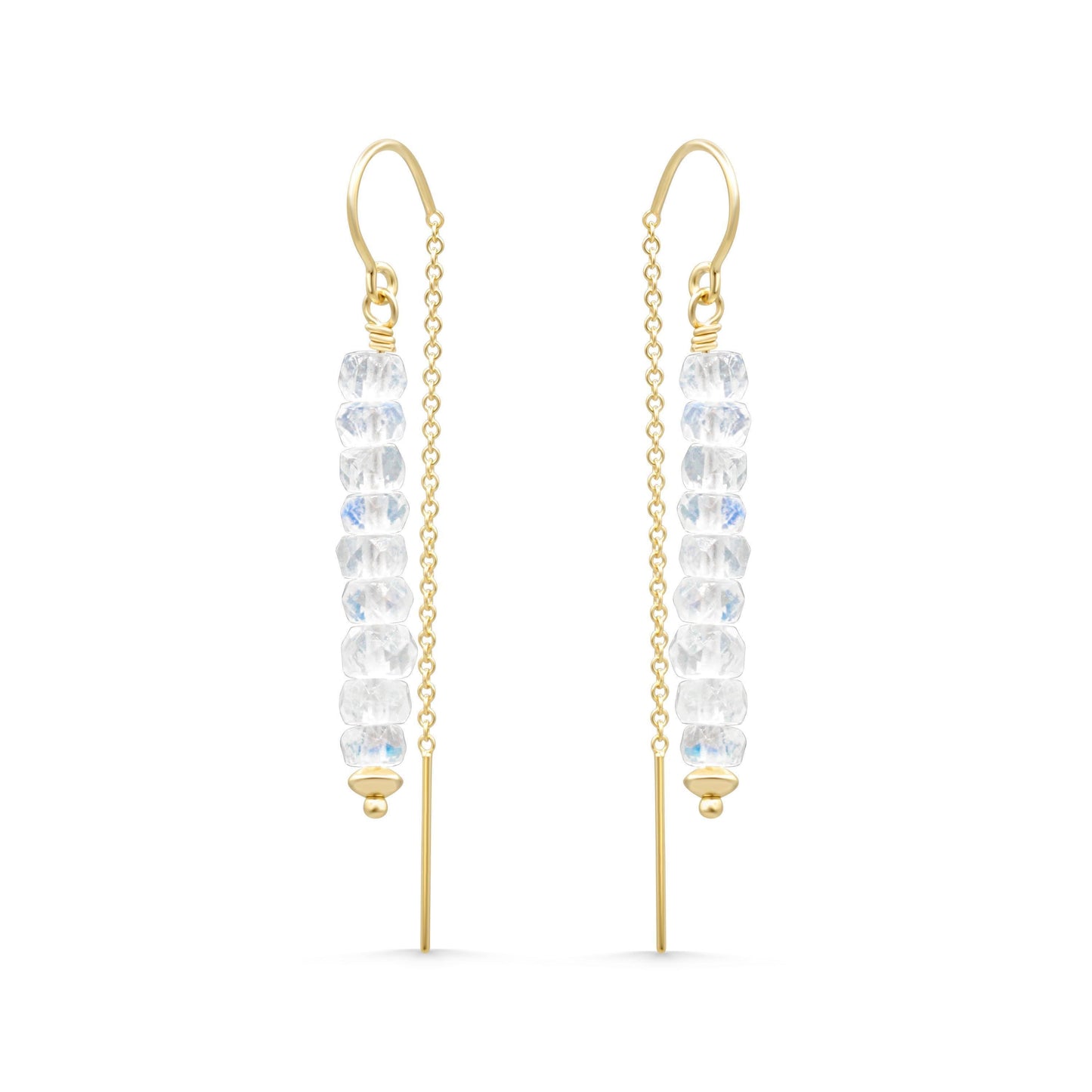 AAAA+ moonstone earrings, rainbow moonstone threaders, [EEMP1753] gold moonstone earrings, gold moonstone earrings