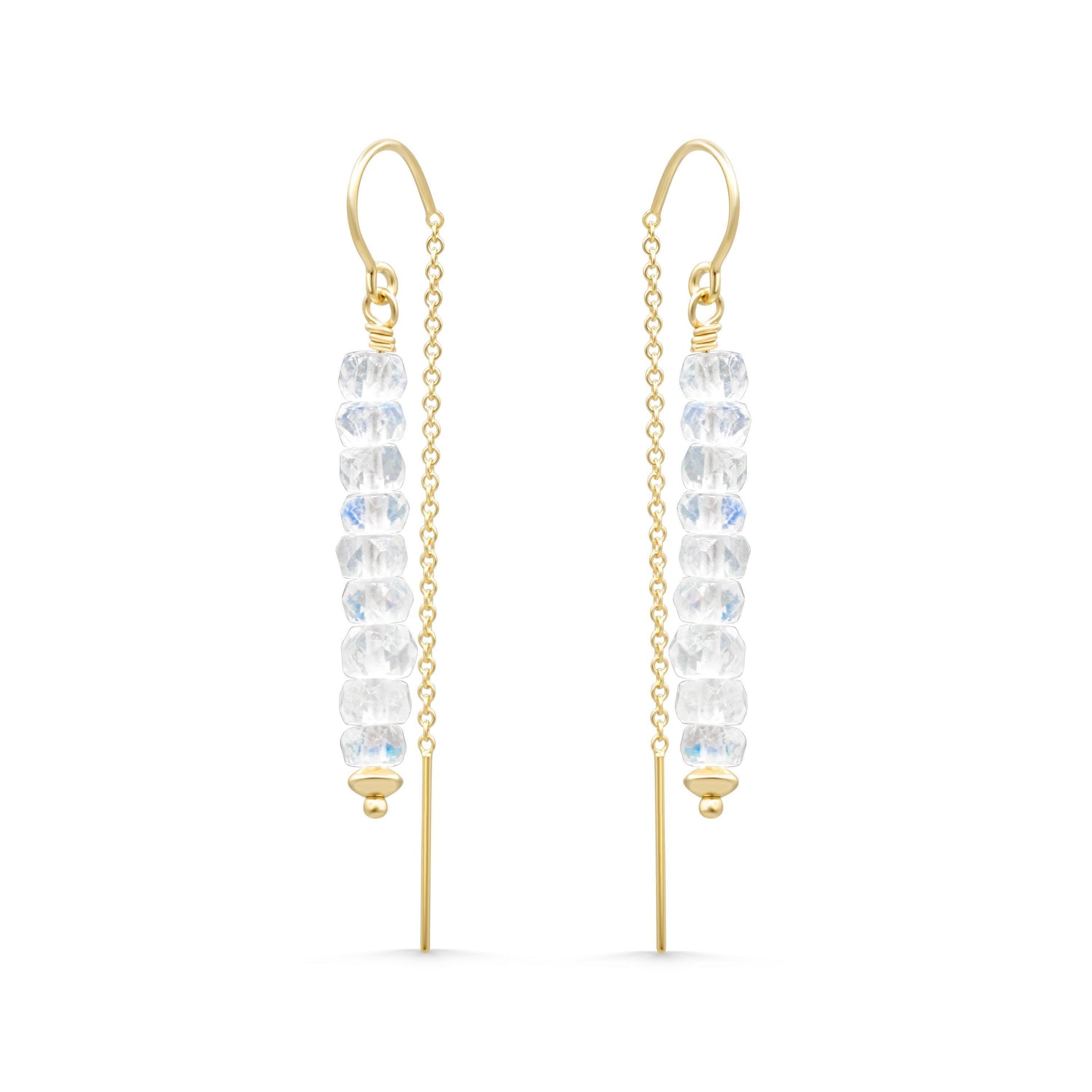 AAAA+ moonstone earrings, rainbow moonstone threaders, [EEMP1753] gold moonstone earrings, gold moonstone earrings
