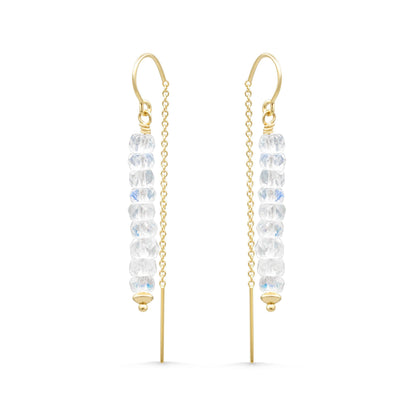 AAAA+ moonstone earrings, rainbow moonstone threaders, [EEMP1753] gold moonstone earrings, gold moonstone earrings
