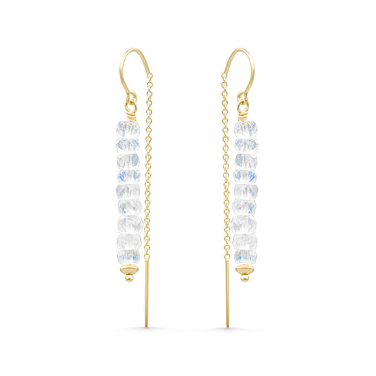 AAAA+ moonstone earrings, rainbow moonstone threaders, [EEMP1753] gold moonstone earrings, gold moonstone earrings