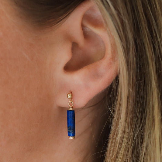 Lapis Lazuli gold filled earrings, Lapis Lazuli earrings, [EELM1108] Lapis Lazuli earrings, gold studs with Lapis, 14K gold *bss *G