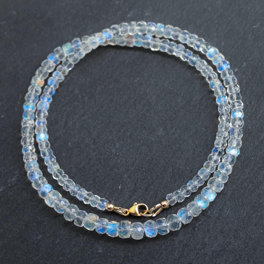 Rainbow Moonstone Necklace - 14K