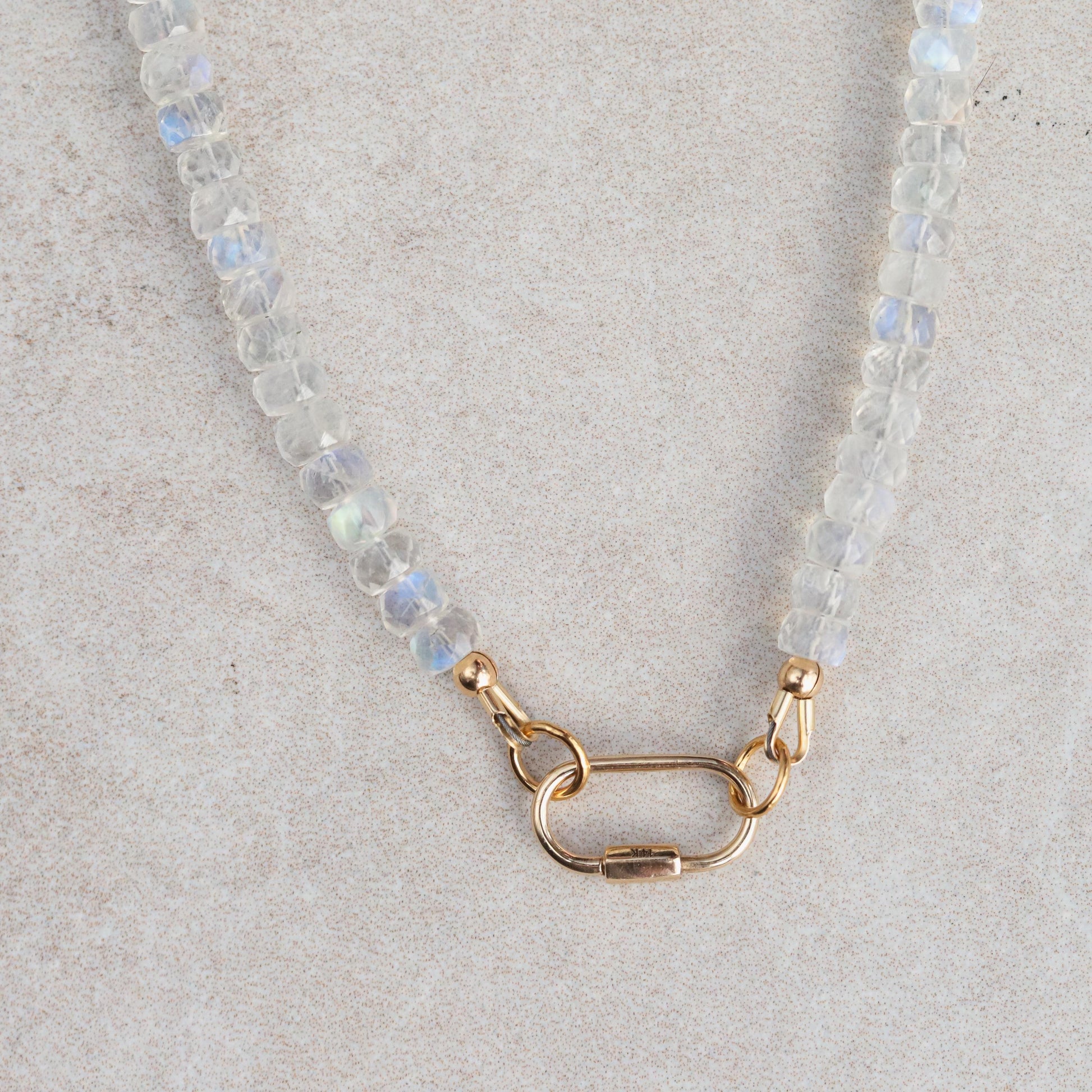 14K Rainbow Moonstone Carabiner