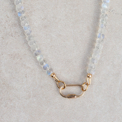 14K Rainbow Moonstone Carabiner