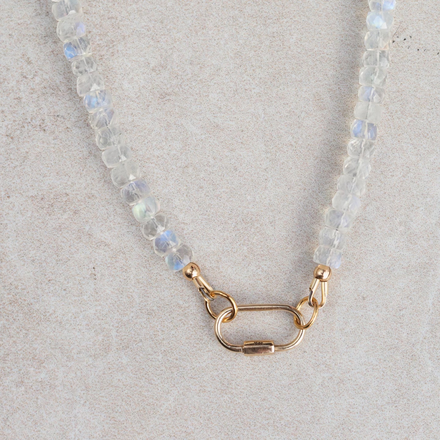 Rainbow Moonstone Necklace, Moonstone carabiner necklace, [ENMM1785] AAAA+ Moonstone beaded necklace, June birthstone, Moonstone