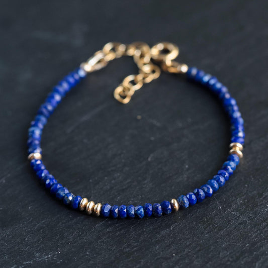 Lapis Lazuli Bracelet | dainty tiny lapis lazuli beaded bracelet | [EBLP1577_DIP] lapis lazuli gold bracelet | genuine lapis lazuli
