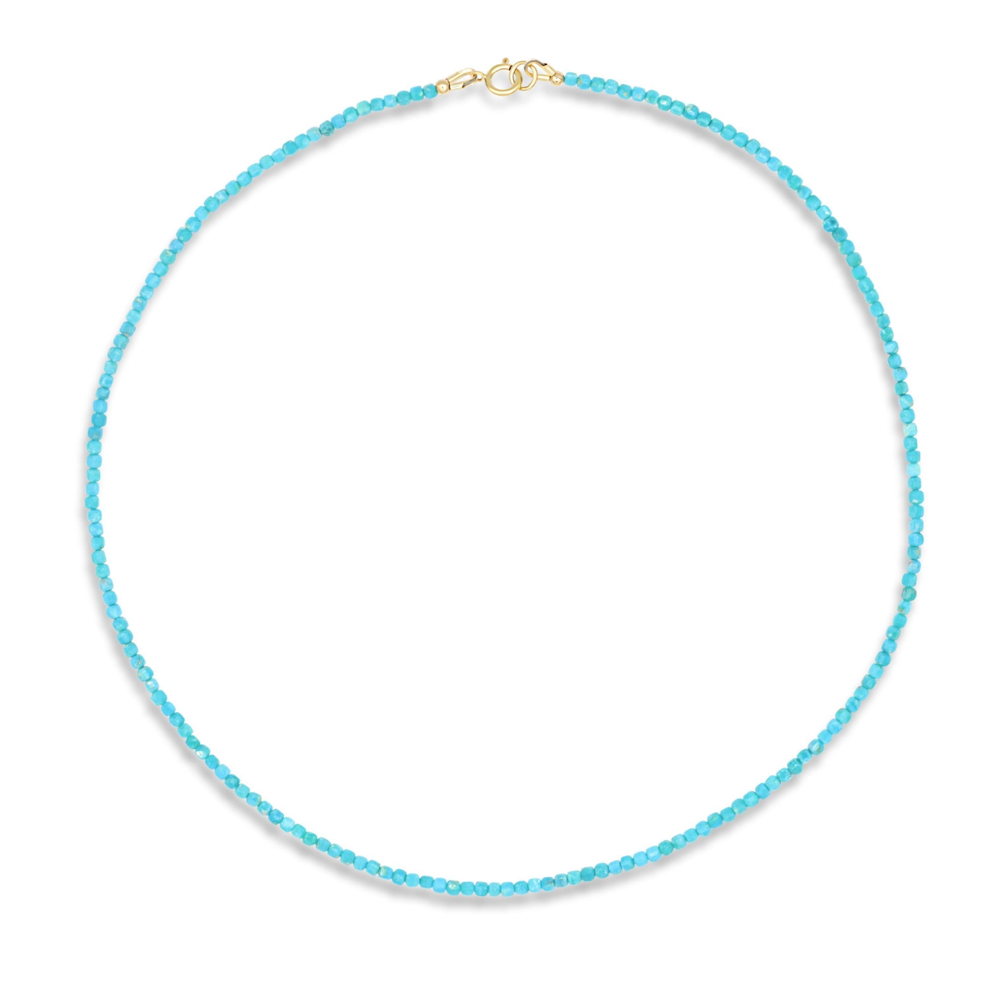 Turquoise Cube Necklace - 14K