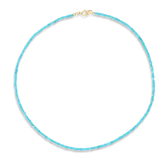Turquoise Cube Necklace - 14K