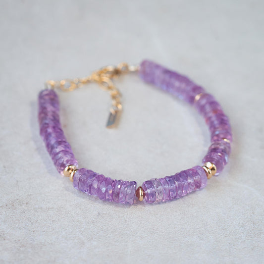 Pink Amethyst heishi bracelet | 6mm Amethyst bracelet | Pink amethyst beaded bracelet | amethyst pink