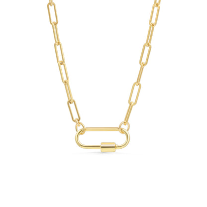 14k Gold Filled Paperclip Chain Necklace, gold filled carabiner necklace | everyday gold necklace | paperclip chain jewelry