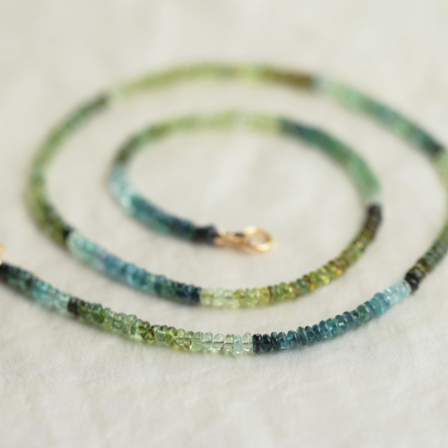 Green Oasis Ombré Tourmaline Necklace | Ombré Tourmaline Gemstone Necklace, Removable Green Tourmaline Pendant, Adjustable Gold Necklace