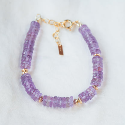 Pink Amethyst heishi bracelet | 6mm Amethyst bracelet | Pink amethyst beaded bracelet | amethyst pink