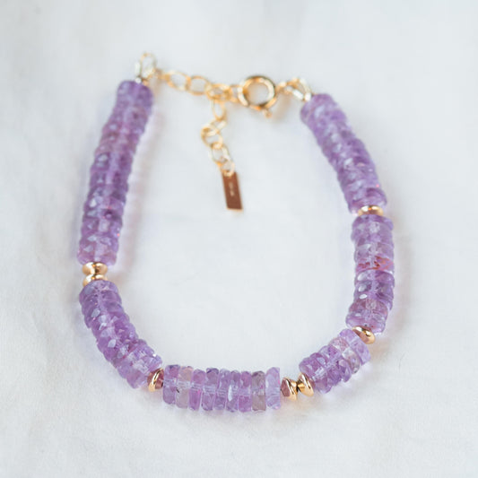 Pink Amethyst heishi bracelet | 6mm Amethyst bracelet | Pink amethyst beaded bracelet | amethyst pink