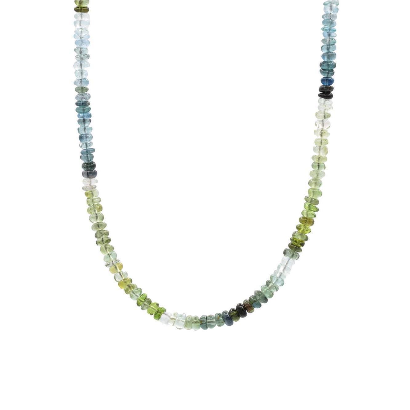 Blue & Green Tourmaline 3mm | Blue tourmaline necklace | Blue tourmaline [ENTP1102] | Smooth tourmaline 3mm stones