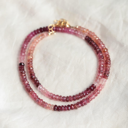 Pink Tourmaline Necklace, AAAA+ Pink Tourmaline necklace | [ENPM1121] Pink gemstone necklace, pink tourmaline necklace | tourmaline
