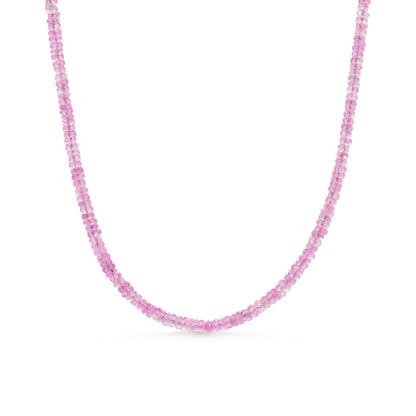 Pink Sapphire Necklace | AAAA+ pink sapphire necklace, [ENPM1515] Pink Sapphire beaded necklace | faceted sapphire, pink sapphire