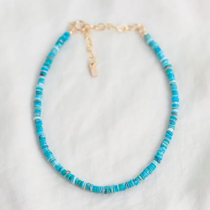 Heishi turquoise Anklet | Beaded turquoise anklet | women's gemstone ankle bracelet [EATP1485] turquoise ankle bracelet | turquoise *BSS *G