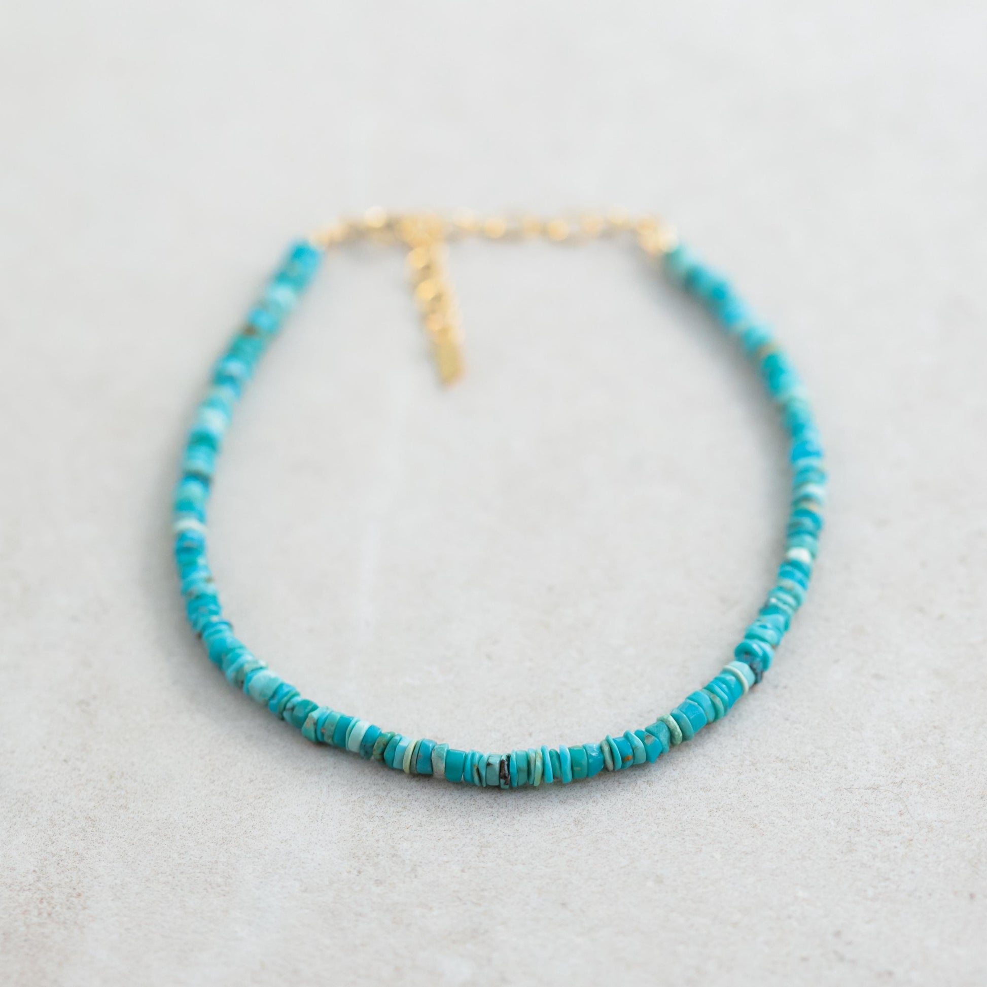 Turquoise Heishi Anklet - 14K Gold Filled